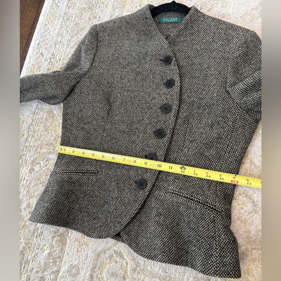 Lauren Ralph Lauren Sz 10P Tweed  Asymmetrical Wool Blend Jacket Blazer - Picture 8 of 12